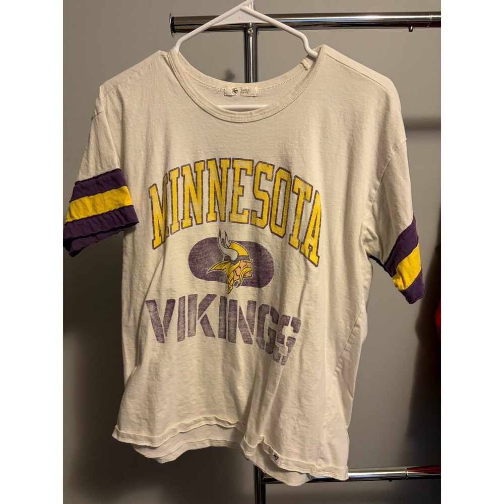 Minnesota Vikings Cream Graphic Tee with Purple & Yellow Accent - Picture 2 of 8